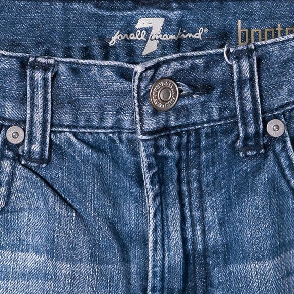 7 For All Mankind Jeans Womens Blue Bootcut Distressed Low Rise Denim Size 10/26 - Picture 3 of 11